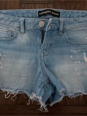 Express Light Blue Denim Shorts with Branded Waistband